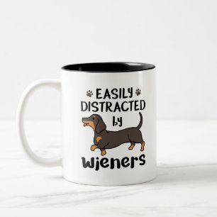 Dachshund Dog Easily Distracted by Wieners Two-Tone Coffee Mug