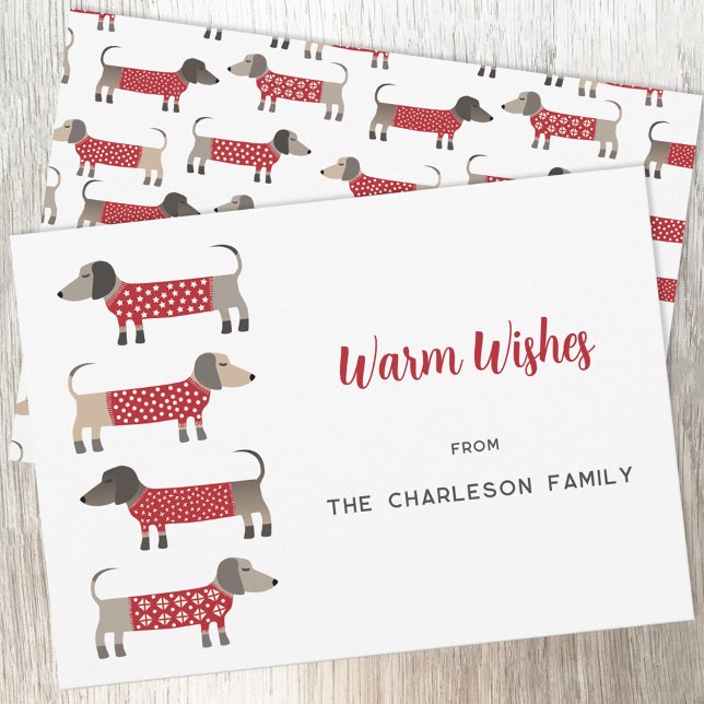 Dachshund Dog Fun  Holiday Card (Fun Dachshund Sausage Wiener Dog Christmas Holiday card)