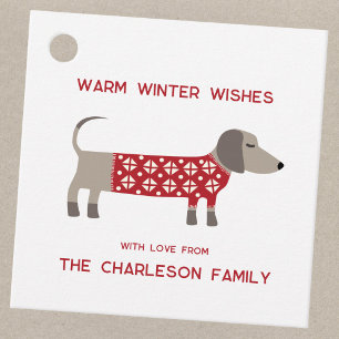 Dachshund Dog Fun Personalised Holiday Gift Tags