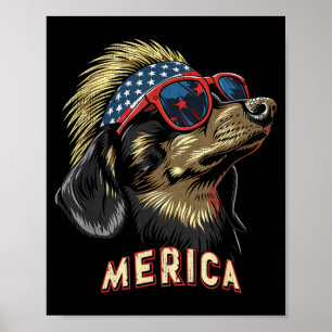 Dachshund Dog - Funny 4th of July American Flag Poster