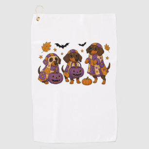 Dachshund Dog Ghost Halloween Golf Towel
