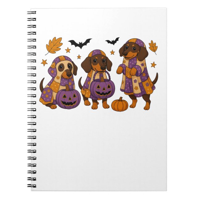 Dachshund Dog Ghost Halloween Notebook (Front)