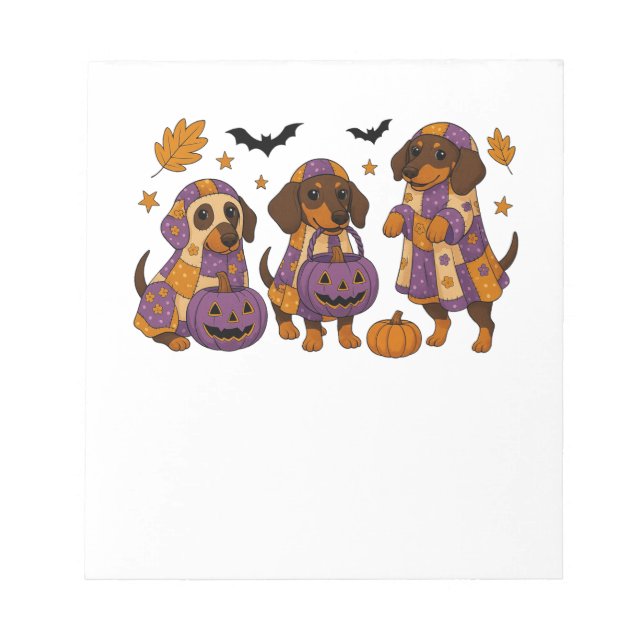 Dachshund Dog Ghost Halloween Notepad (Front)
