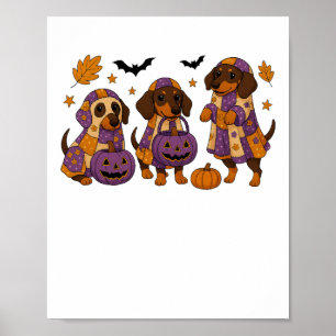 Dachshund Dog Ghost Halloween Poster