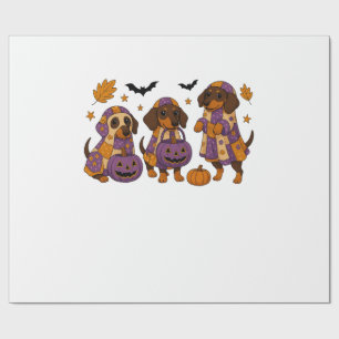 Dachshund Dog Ghost Halloween Wrapping Paper