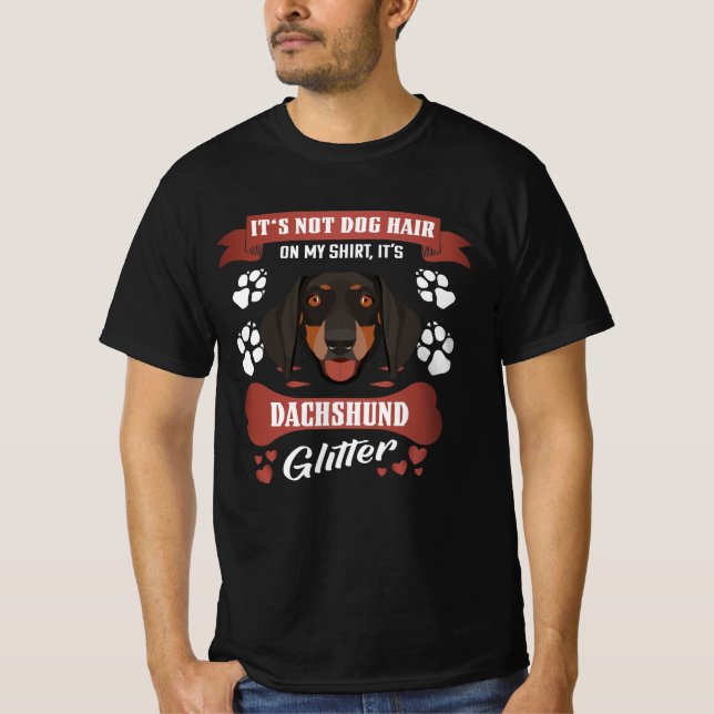 Dachshund Dog Hair Glitter T-Shirt (Front)