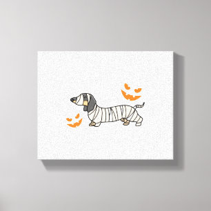 Dachshund Dog Halloween Candy Corn Full Moon Canvas Print