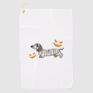 Dachshund Dog Halloween Candy Corn Full Moon Golf Towel