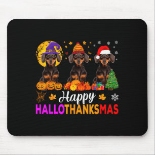 Dachshund Dog Halloween Christmas Hallothanksmas F Mouse Pad