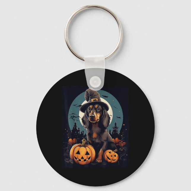 Dachshund Dog Halloween Key Ring (Front)