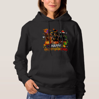 Dachshund Dog Halloween Merry Christmas Happy Hall Hoodie