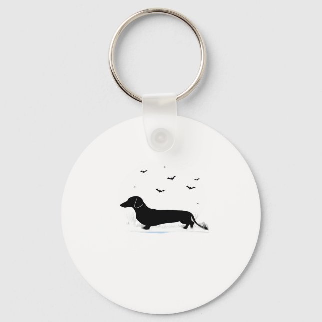 Dachshund Dog � Halloween Moon Silhouette Classic  Key Ring (Front)