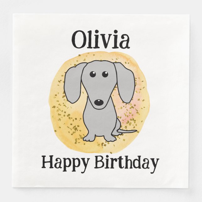 Dachshund Dog Happy Birthday Cute Doxie Napkin (Front)