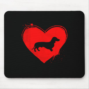 Dachshund Dog Heart Shape Valentine Dog Lovers Mouse Pad
