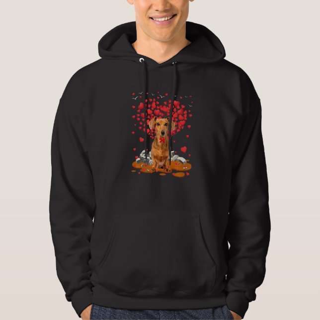 Dachshund Dog Heart Valentines Day Dog Dad Dog Mom Hoodie (Front)