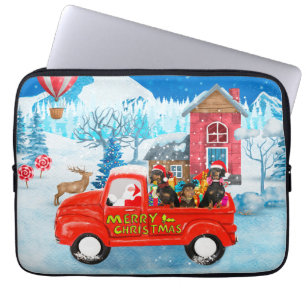 Dachshund Dog in Christmas Delivery Truck Snow Laptop Sleeve