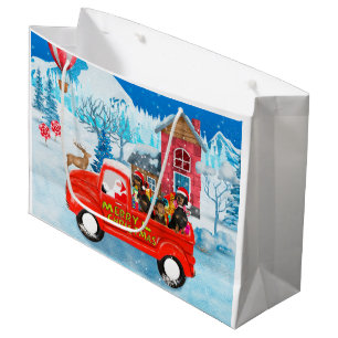 Dachshund Dog in Christmas Delivery Truck Snow Large Gift Bag
