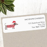 Dachshund Dog in Christmas Hat Return Address<br><div class="desc">A cute little Dachshund wiener sausage dog in a  heist as Santa hat.  Original art by Nic Squirrell.  Change the name and address to customise.</div>