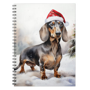 Dachshund Dog in Snow Christmas Notebook