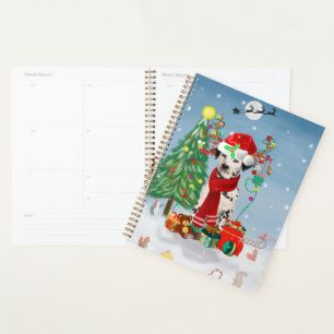 Dachshund Dog in Snow with Christmas Gifts   Planner