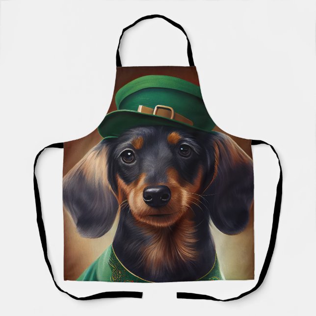 Dachshund Dog in St. Patrick's Day Dress Apron (Front)