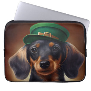 Dachshund Dog in St. Patrick's Day Dress Laptop Sleeve