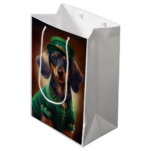 Dachshund Dog in St. Patrick's Day Dress Medium Gift Bag