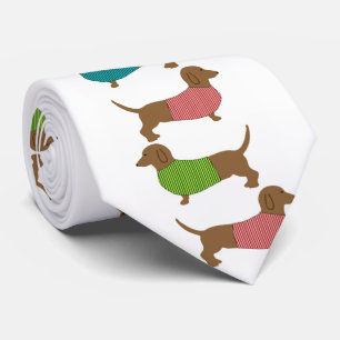 Dachshund Dog In Sweater Pattern Fun Tie