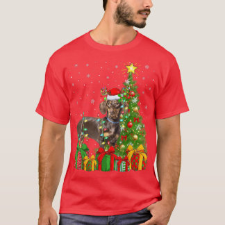 Dachshund Dog Lighting Xmas Tree Santa Dachshund C T-Shirt