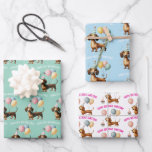 dachshund dog lover birthday celebration  wrapping paper sheet<br><div class="desc">Add a touch of charm to your gift-giving with this delightful dachshund-themed wrapping paper! Featuring adorable dachshunds in a playful design, this wrapping paper is perfect for any occasion—birthdays, anniversaries, weddings, or just because. Its versatile and whimsical design will bring a smile to anyone's face, making your gifts even more...</div>