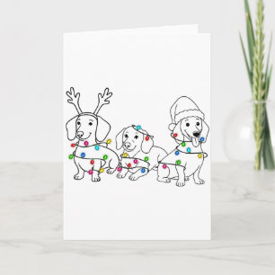 Dachshund Dog Lover Christmas Light Xmas Doxie Mam Card
