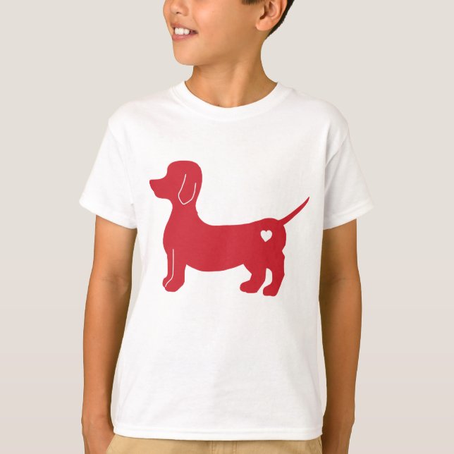Dachshund Dog Lover in Red | Dog Mum | Puppy Love T-Shirt (Front)
