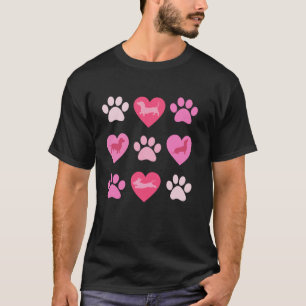 Dachshund Dog Lover Paw Heart Badger Dog Valentine T-Shirt