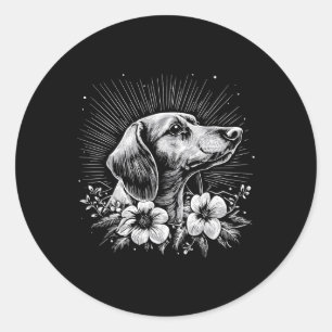 Dachshund Dog Lover Retro Style Tattoo Classic Round Sticker