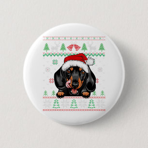 Dachshund Dog Lovers Christmas Santa Xmas Ugly Swe 6 Cm Round Badge