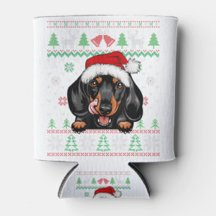 Dachshund Dog Lovers Christmas Santa Xmas Ugly Swe Can Cooler