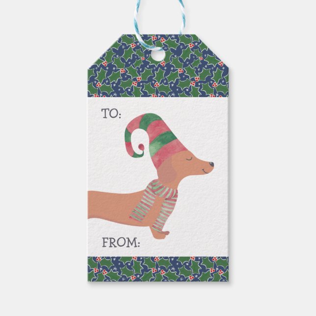 Dachshund Dog Merry Christmas  Gift Tags (Front)