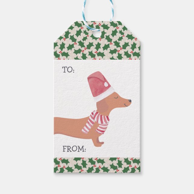Dachshund Dog Merry Christmas  Gift Tags (Front)