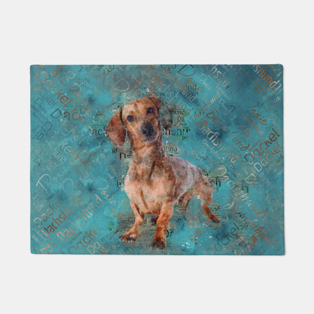 Dachshund dog Mixed Media Art Doormat (Front)