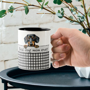 Dachshund Dog Mum Custom Text Two-Tone Coffee Mug