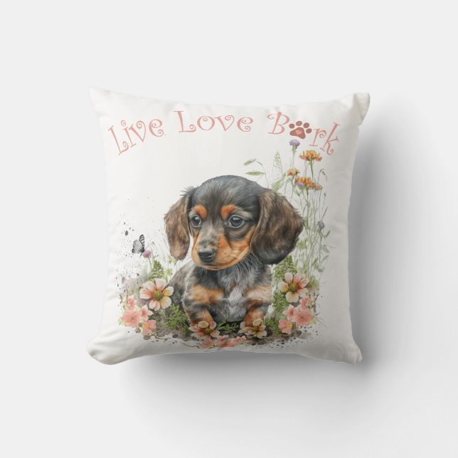 Dachshund Dog Mum Floral Cushion (Front)