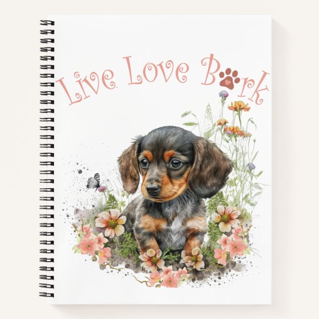 Dachshund Dog Mum Floral Notebook (Front)