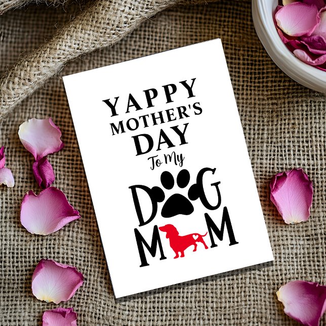 Dachshund Dog Mum Happy Mother's Day Typography  Holiday Card (Personalize with your own message inside the card, text on card front can be edited too)