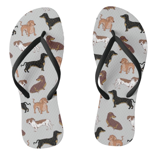 Dachshund dog pattern jandals (Footbed)