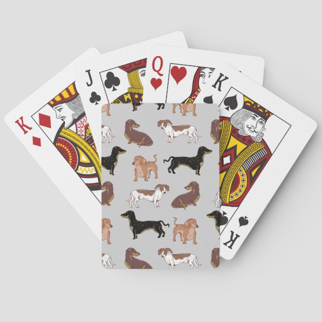 Dachshund dog pattern playing cards (Back)
