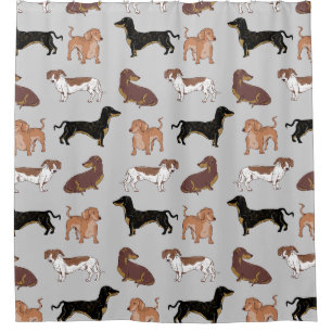 Dachshund dog pattern shower curtain