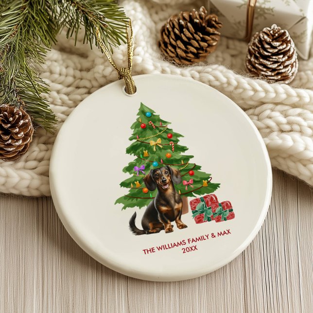Dachshund Dog Personalised Christmas Ceramic Tree Decoration (Creator Uploaded)