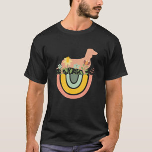 Dachshund Dog Pet Doxie Sausage Cute Floral Flow T-Shirt