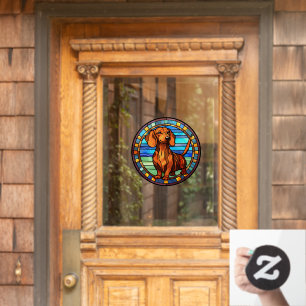 Dachshund Dog Pet Portrait Faux Stained Glass