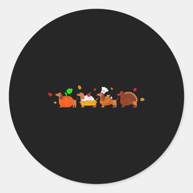 Dachshund Dog Pumpkin E Turkey Thanksgiving  Classic Round Sticker (Front)